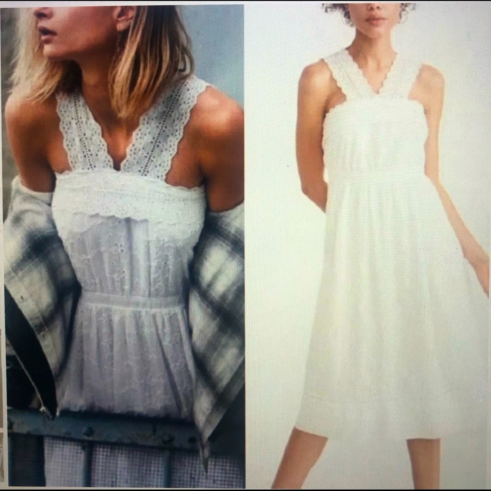 white cotton eyelet dress